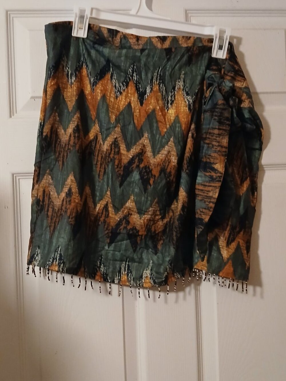 Women's Boho Wrap Sarong Skirt with Beaded Fringe